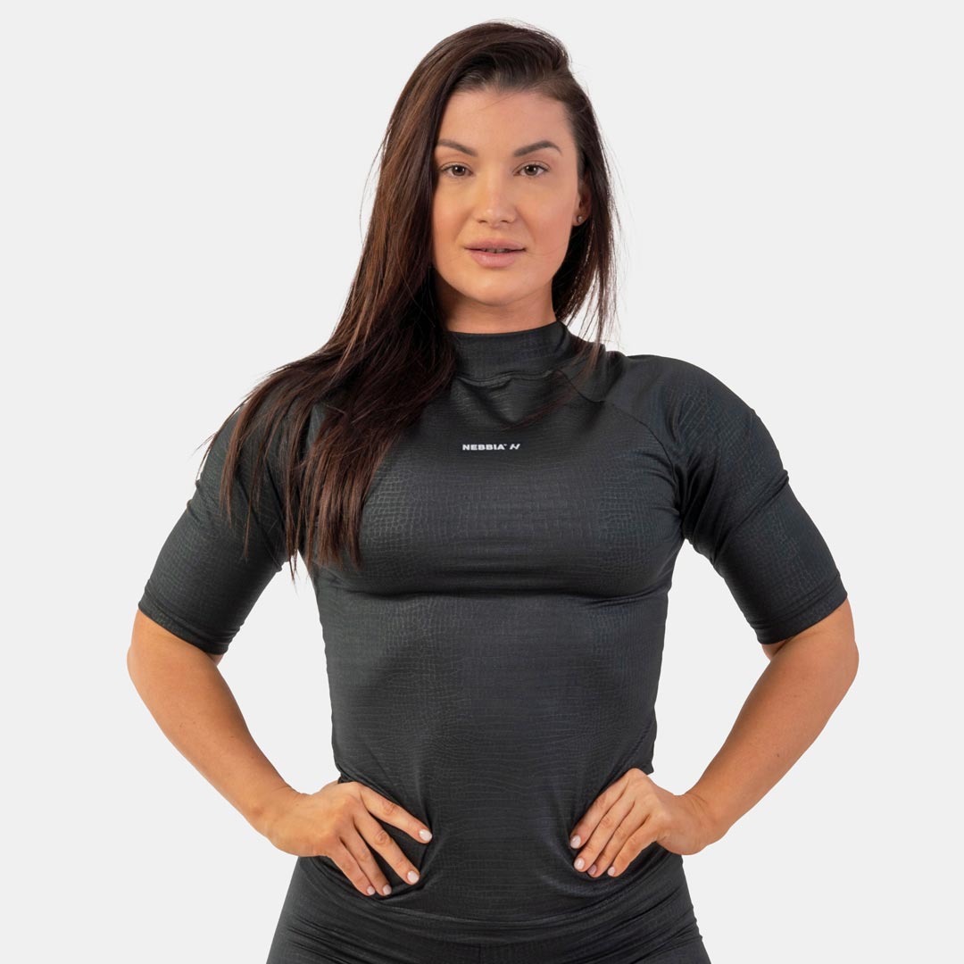 NEBBIA Python SnakeSkin Mid Sleeve T-shirt Black