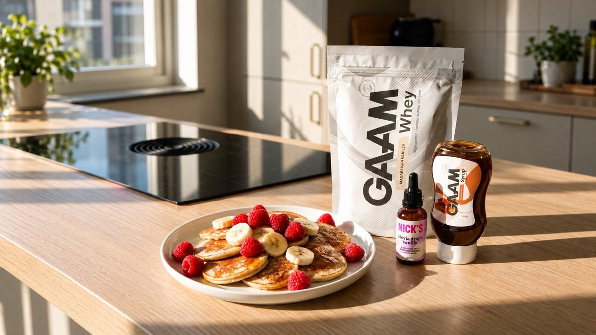 Proteinrika vaniljpannkakor med proteinpulver