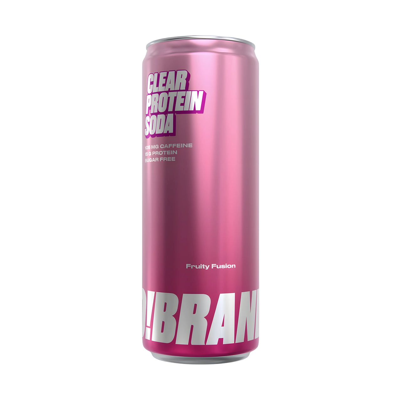 Pro Brands Clear Protein Soda 330 ml i en rosa burk för smaken Fruity Fusion.