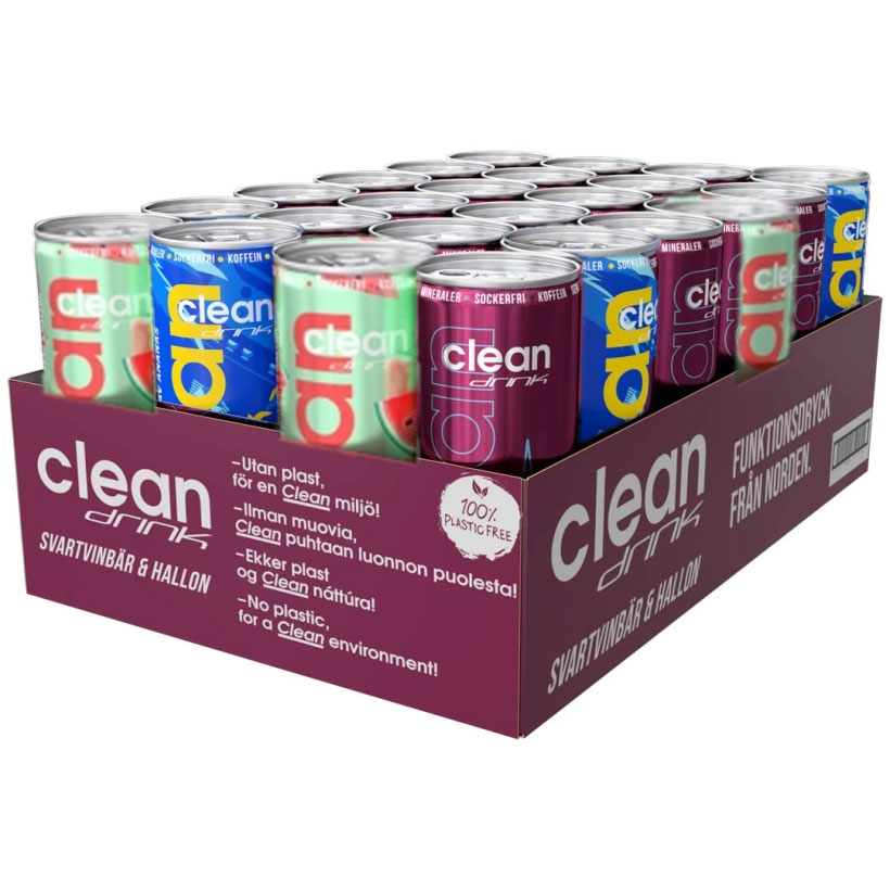 24 x Clean Drink 330 ml Mixflak Utvalda smaker