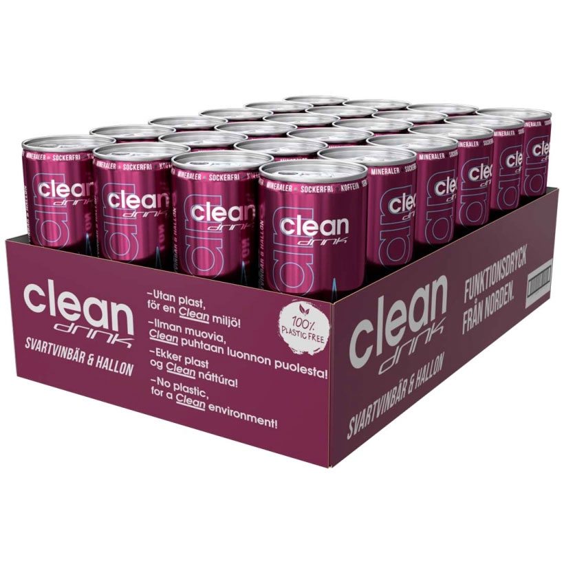 24 x Clean Drink 330 ml Svartvinbär & Hallon SUPER DEAL