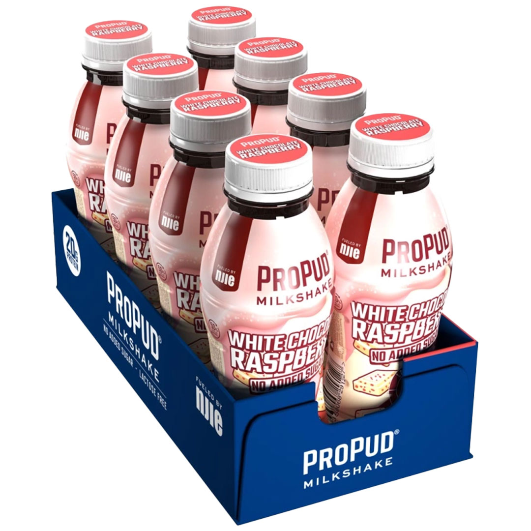 8 x NJIE ProPud Protein Milkshake 330 ml White Chocolate Raspberry SUPER DEAL