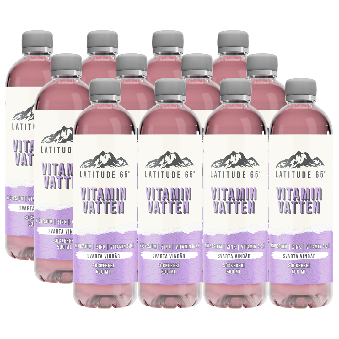 12 x Latitude 65 500 ml Vitaminvatten - Svarta vinbär