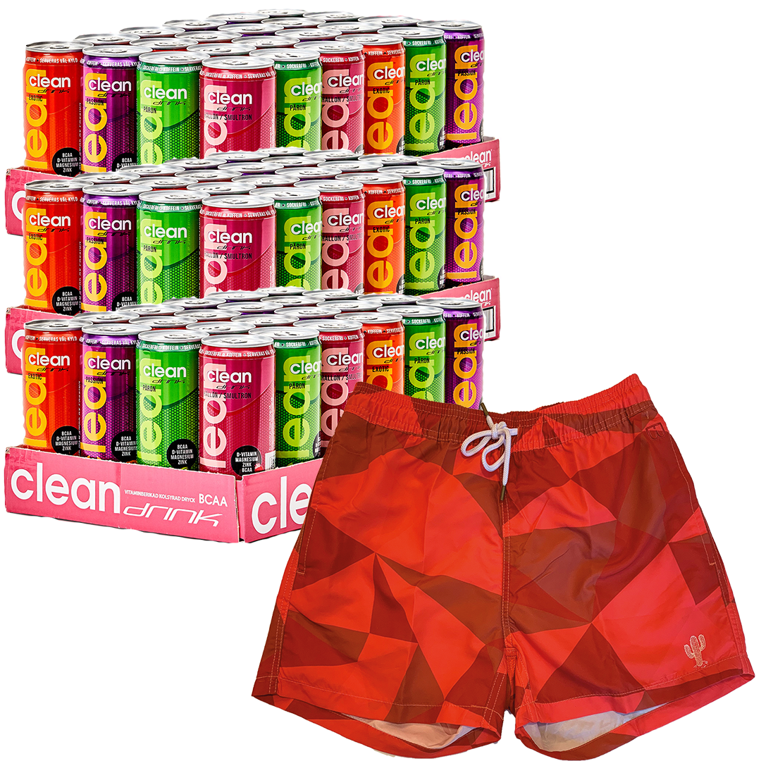 72 x Clean Drink 330 ml + Clean Badshorts