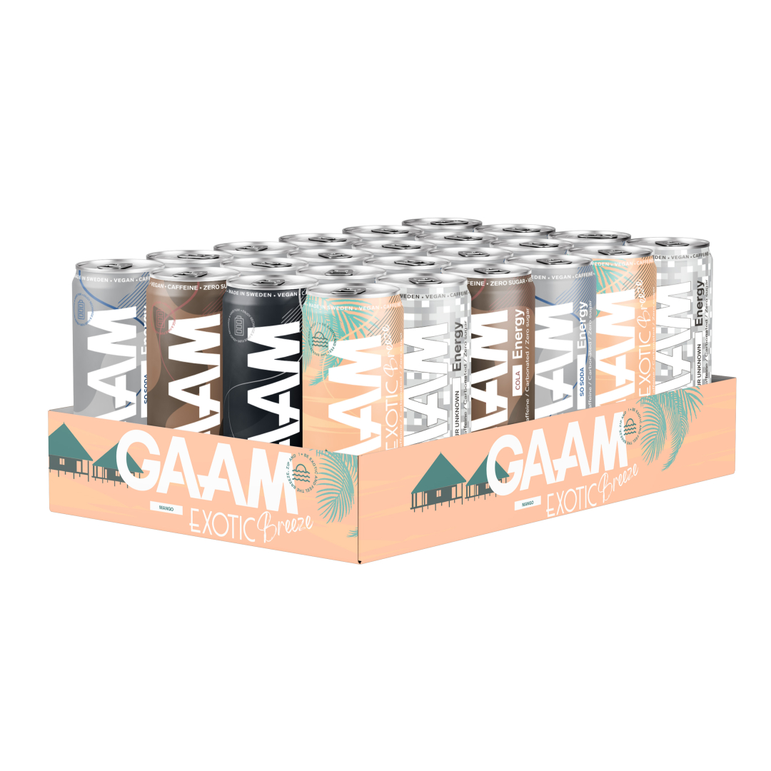 24 x GAAM Energy 330 ml Utgående smaker Mixflak