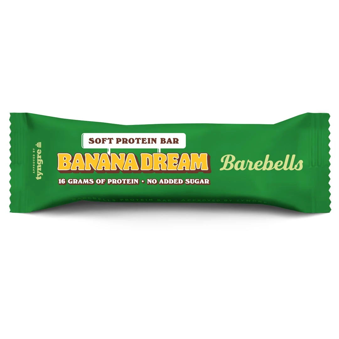 Barebells Soft protein bar 55 g i en grön förpackning för smaken Banana Dream., bild 5 av 19