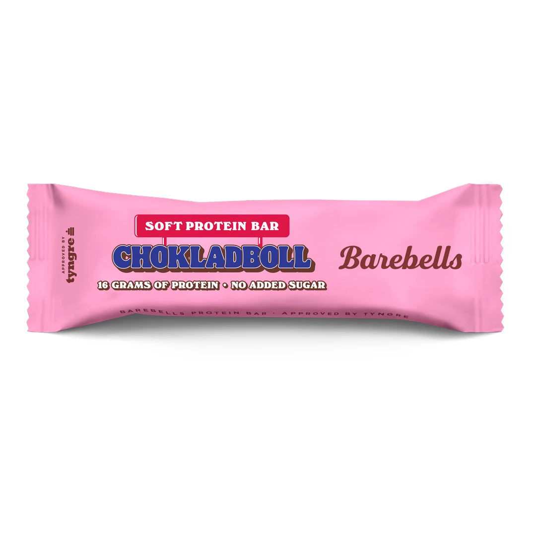 Barebells Soft protein bar 55 g i en rosa förpackning för smaken Chokladboll., bild 10 av 19