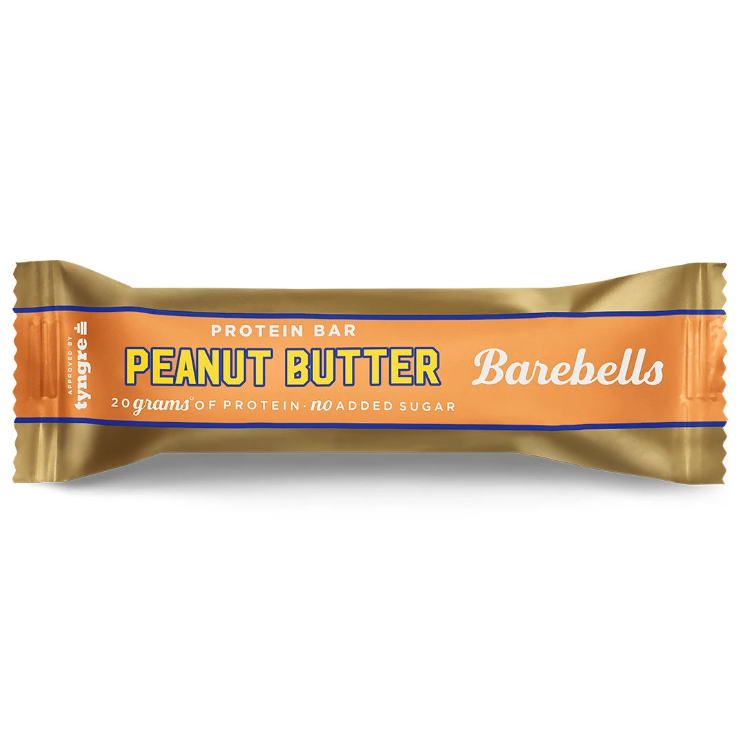 Barebells Soft protein bar 55 g i en guld- och orangefärgad förpackning för smaken Peanut Butter., bild 13 av 19