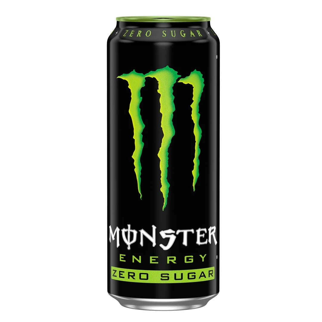Monster Energy 500 ml i en svart burk med klassisk grön logotyp för smaken Green Zero Sugar., bild 8 av 19