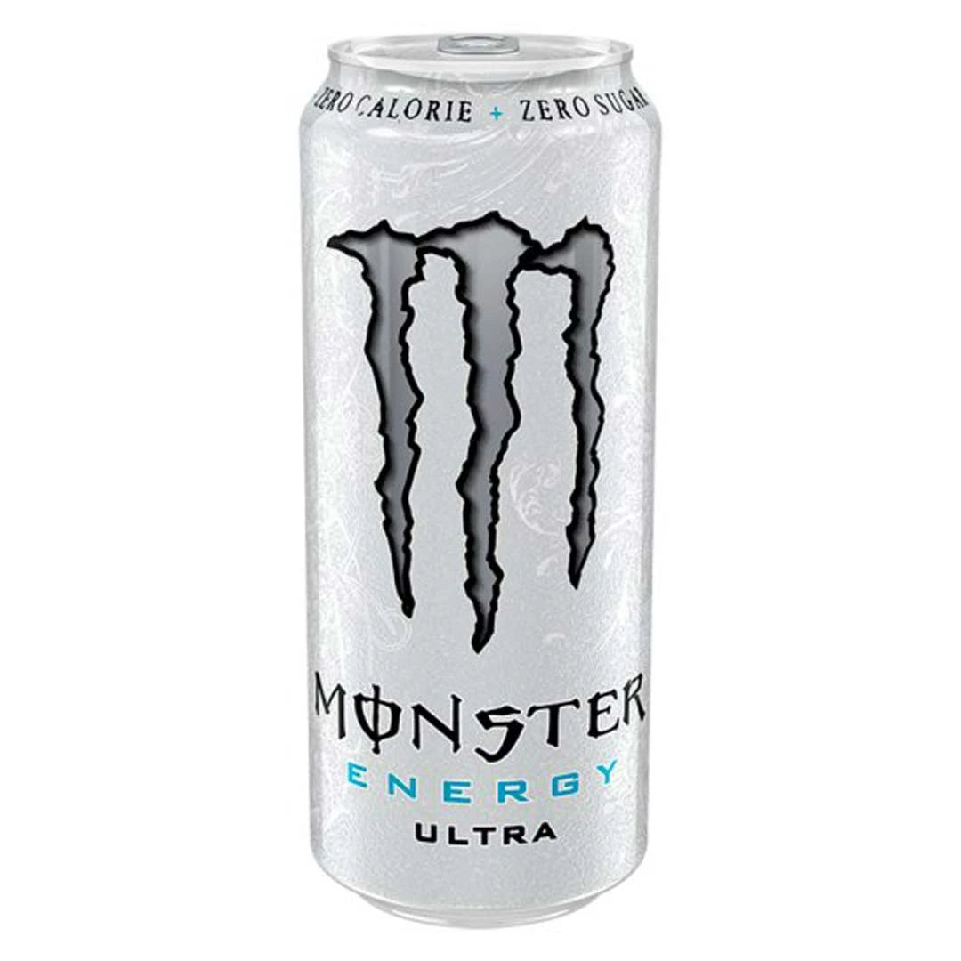 Monster Energy 500 ml i en vit burk med silvriga detaljer för den sockerfria smaken Ultra White., bild 12 av 19