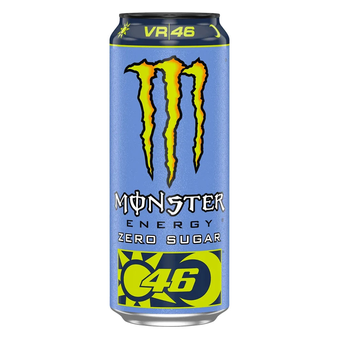 Monster Energy 500 ml i en ljusblå burk med gula detaljer för smaken VR46 Zero Sugar., bild 15 av 19