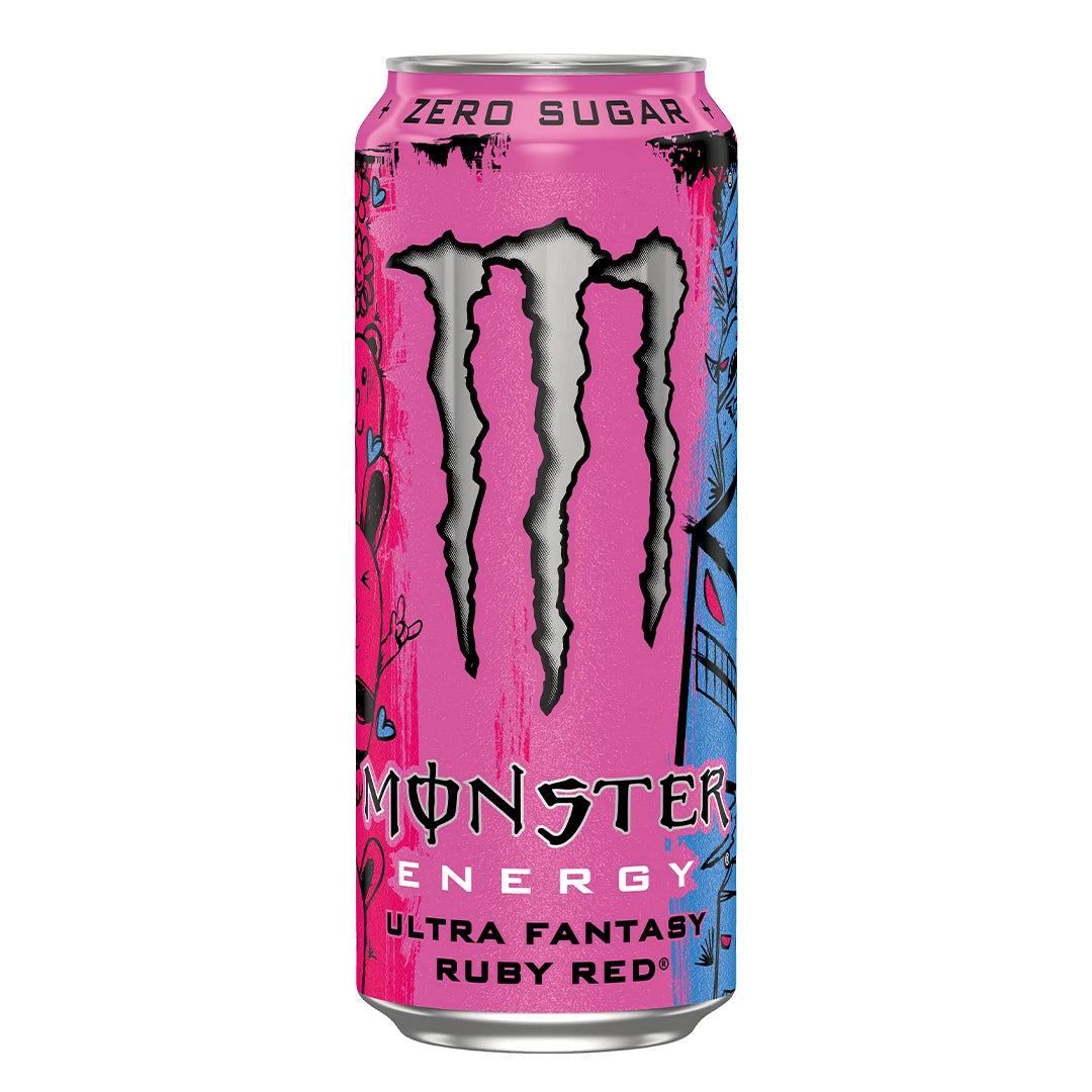 Monster Energy 500 ml i en rosa och blå burk för den sockerfria smaken Ultra Fantasy Ruby Red., bild 17 av 19