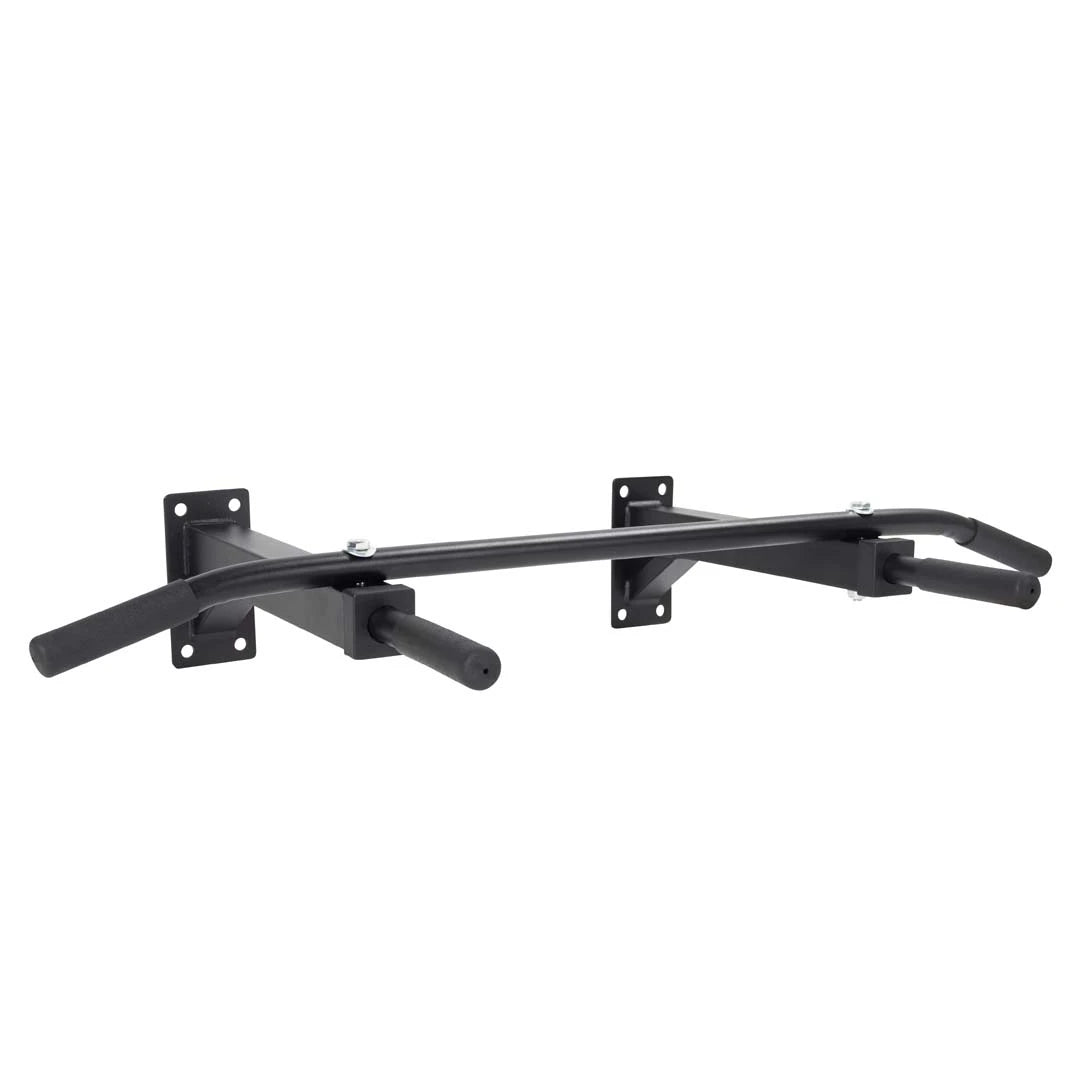 Virtufit Chin Up Bar Wall Mount, en svart chinsstång i stål för väggmontering med vadderade handtag för hemmagym.