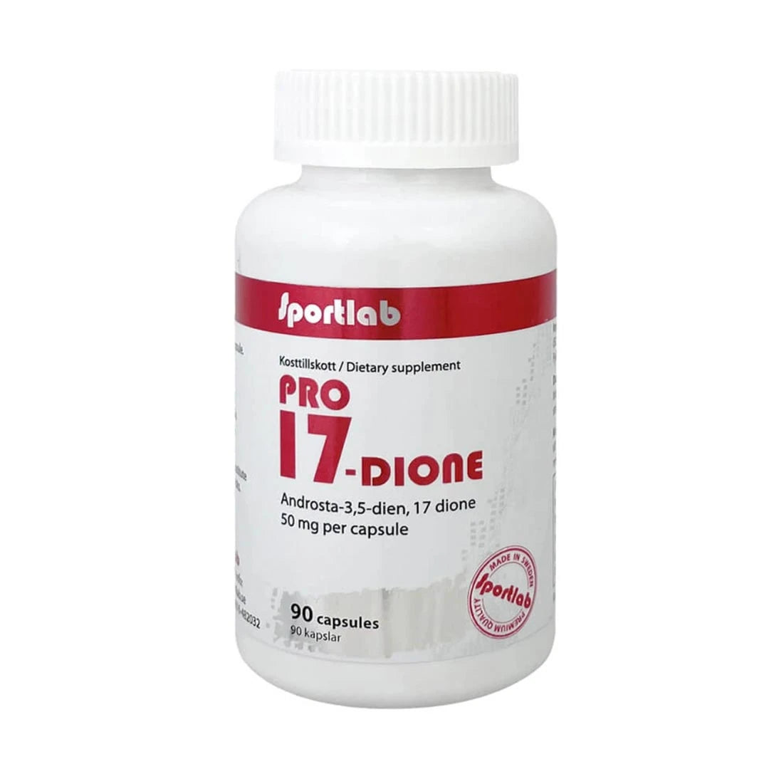 Sportlab PRO 17-Dione 90 caps kosttillskott i en vit burk med röda detaljer och tydlig text.