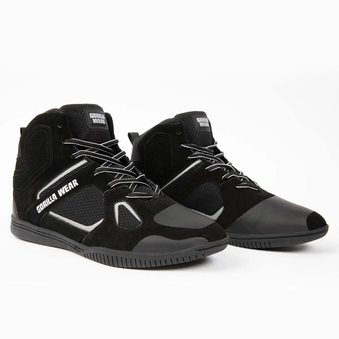 Gorilla Wear Troy High Tops Black &amp; Grey träningsskor med högt skaft i svart mocka och mesh., bild 10 av 10