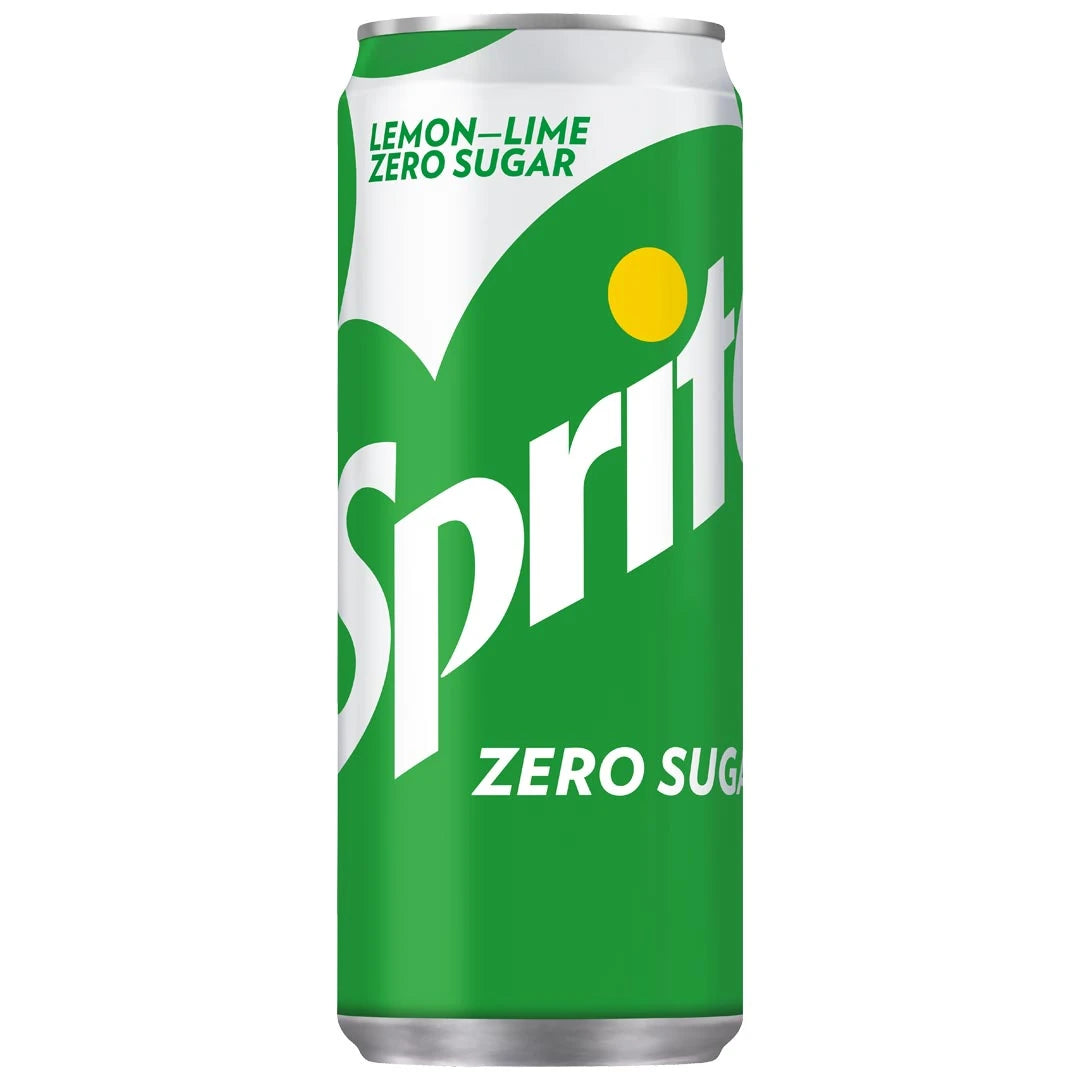 Sprite Zero 330 ml sockerfri läsk i en klassisk grön och vit aluminiumburk med citron- och limesmak.