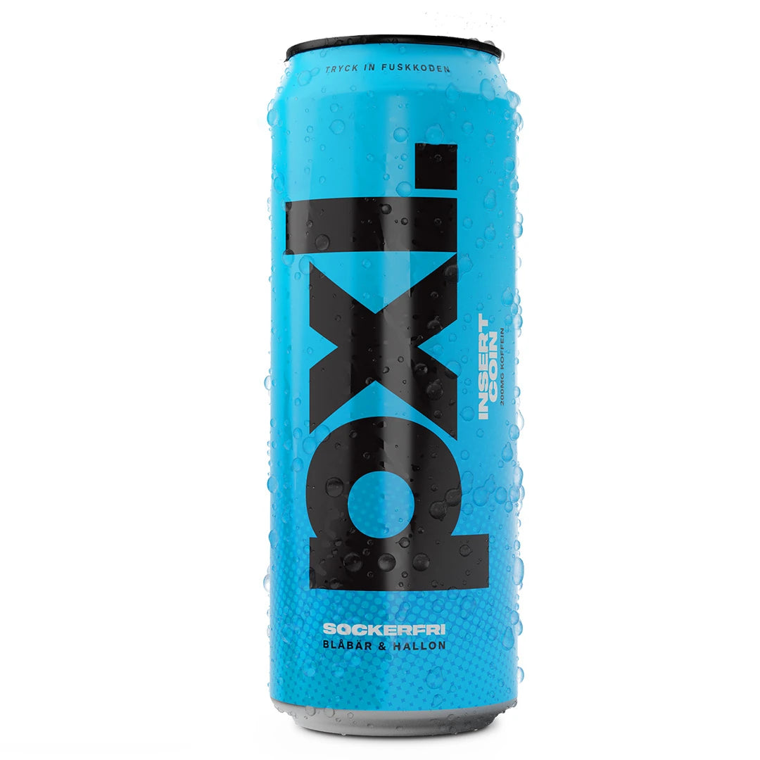 PXL Energy Final Fantasy 500 ml kolsyrad dryck i en ljusblå burk med svarta detaljer för smaken Insert Coin., bild 3 av 7