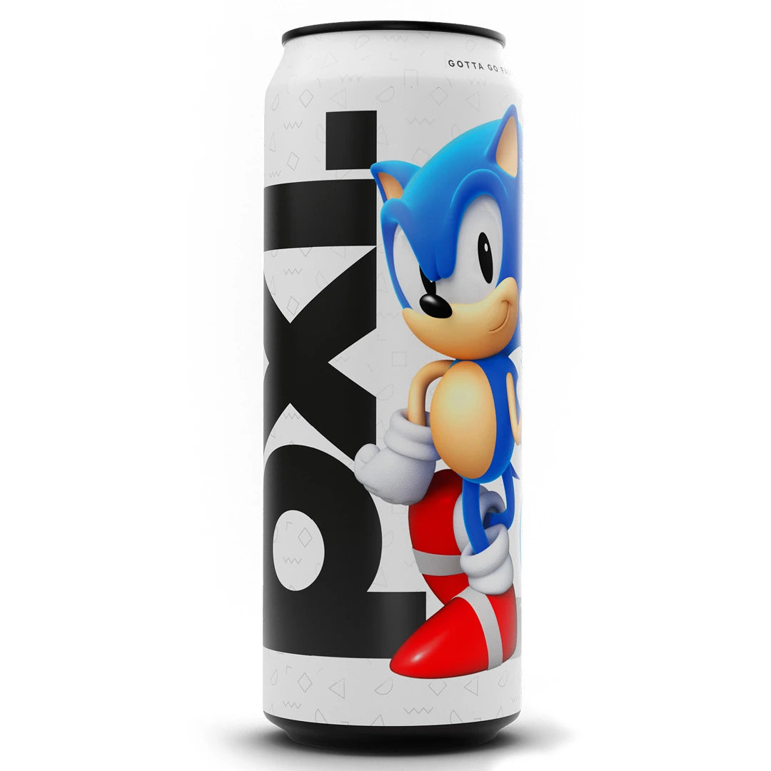 PXL Energy Final Fantasy 500 ml energidryck i en vit burk med motiv av Sonic the Hedgehog.