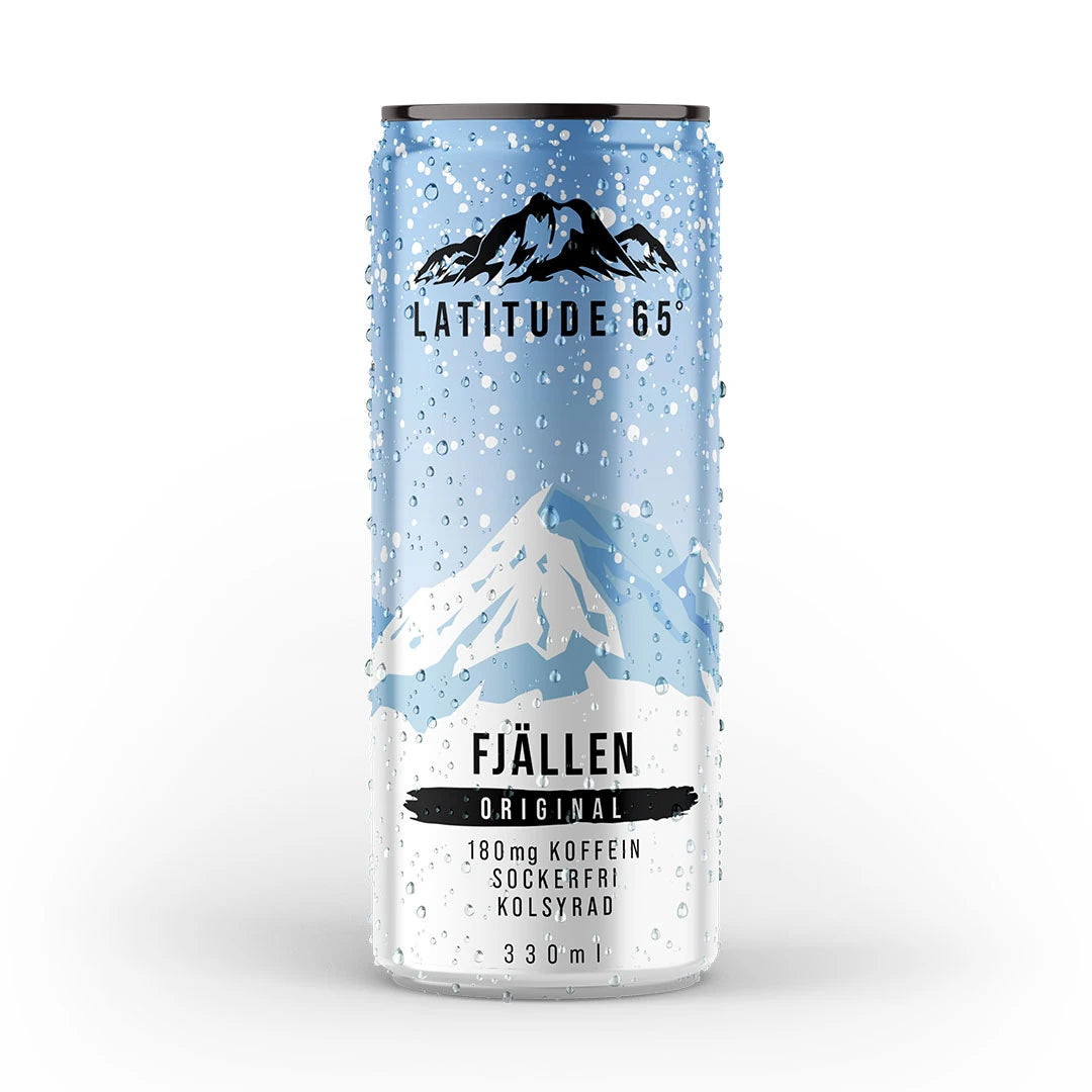 Latitude 65 330 ml i en ljusblå och vit burk med snötäckta berg för smaken Fjällen Original., bild 14 av 20