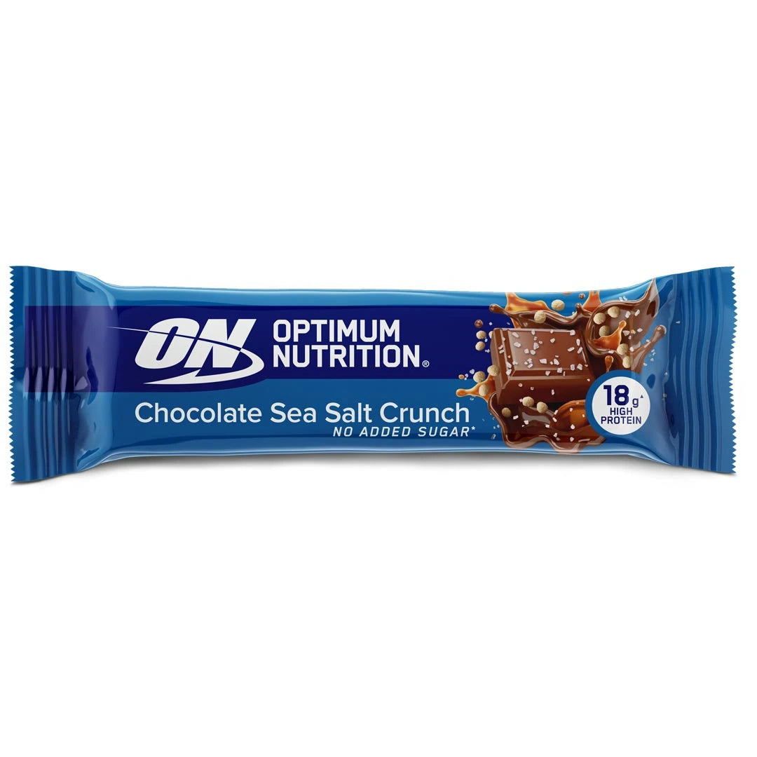 Optimum Nutrition Chocolate Protein Bar 59 g i blå förpackning med smaken Chocolate Sea Salt Crunch.