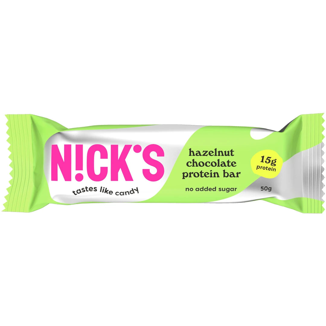 NICKS Soft bar 50 g proteinbar i en ljusgrön och vit förpackning för smaken Hazelnut Chocolate., bild 3 av 6