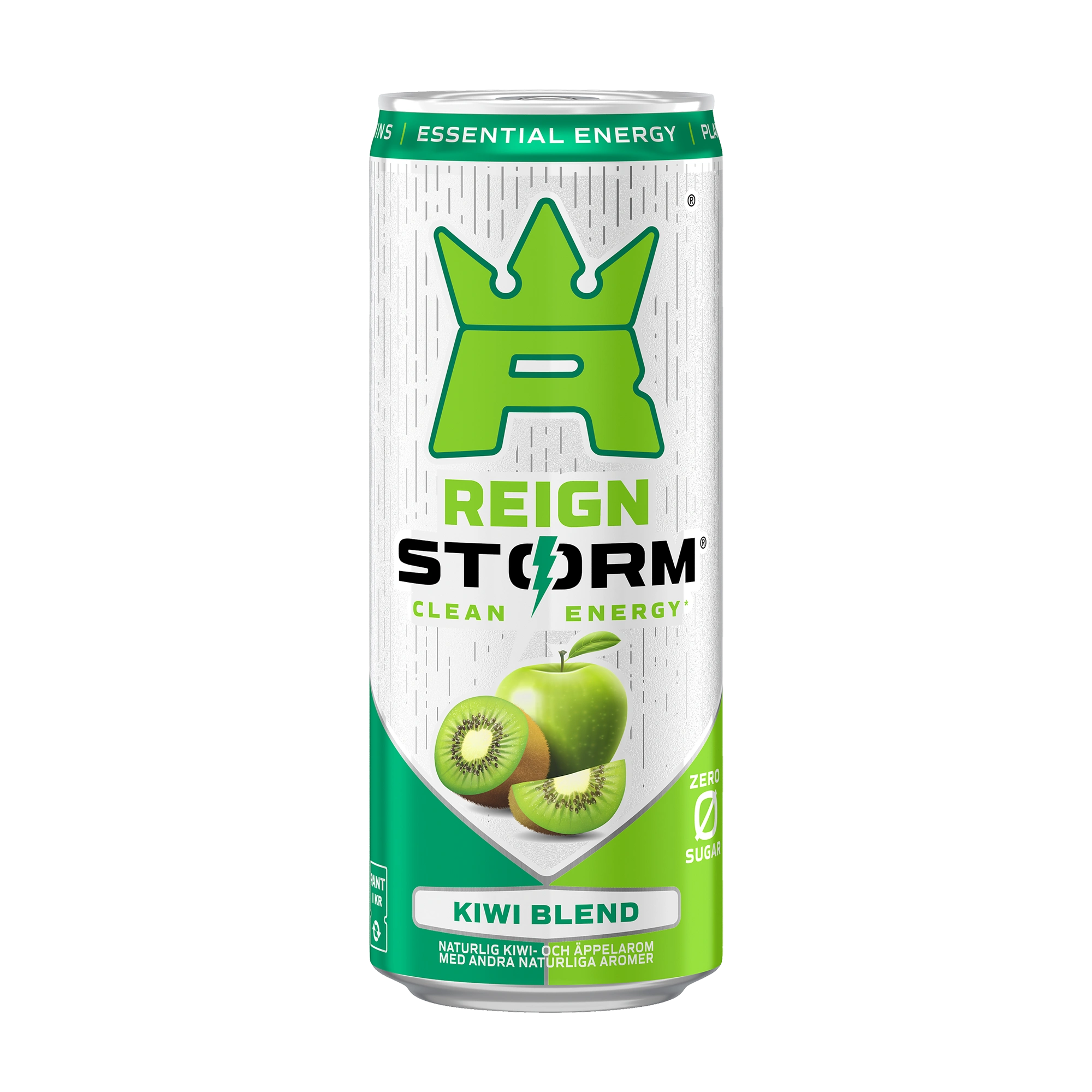 Reign Storm Energy 355 ml energidryck i en vit och grön burk för smaken Kiwi Blend., bild 3 av 5