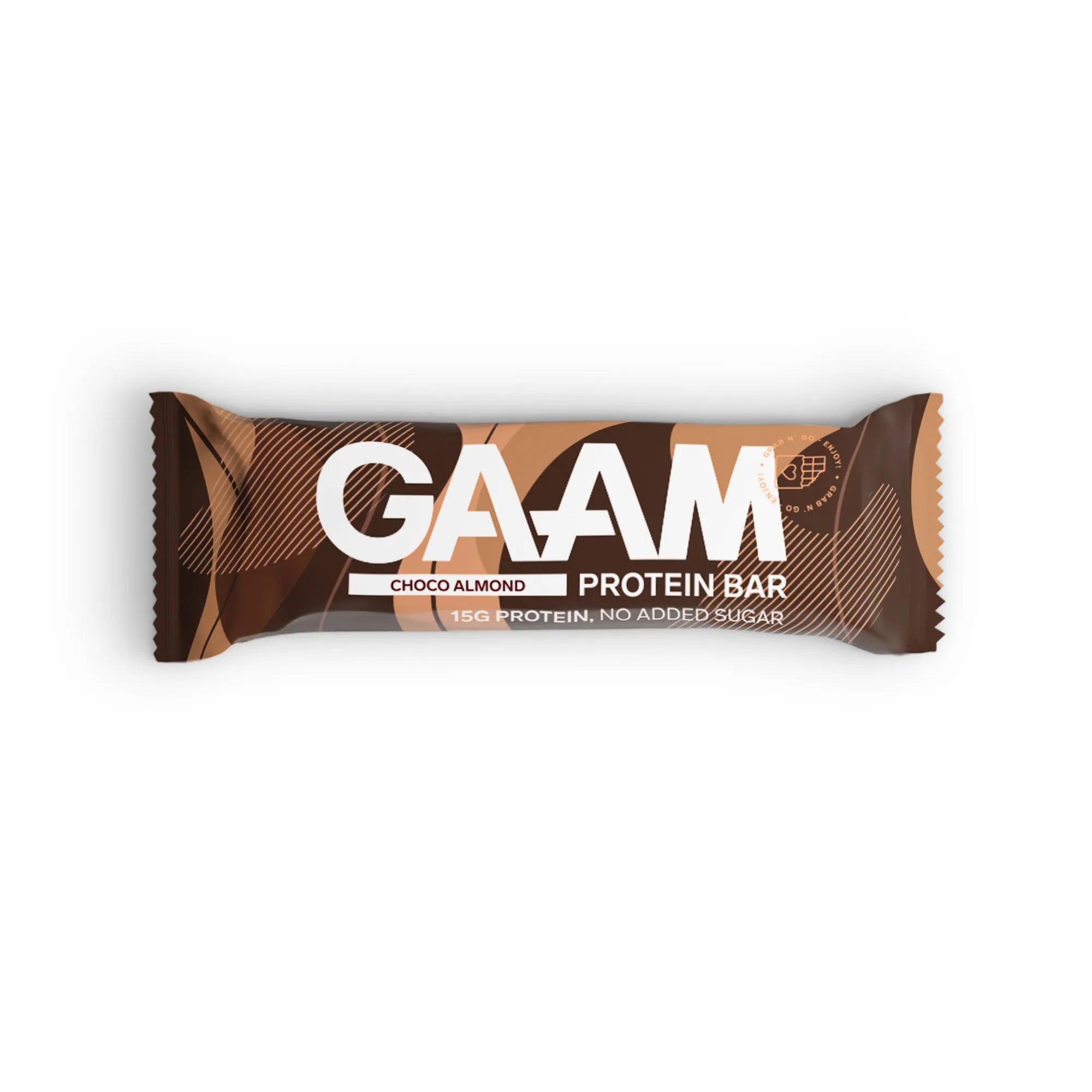 GAAM Protein & Soft bar 45 g i en brun förpackning med smaken Choco Almond.