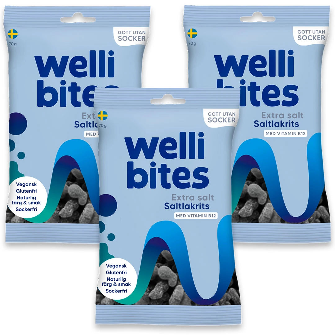 3 x Wellibites Candy 70 g Ananas-Passion & Svarta vinbär