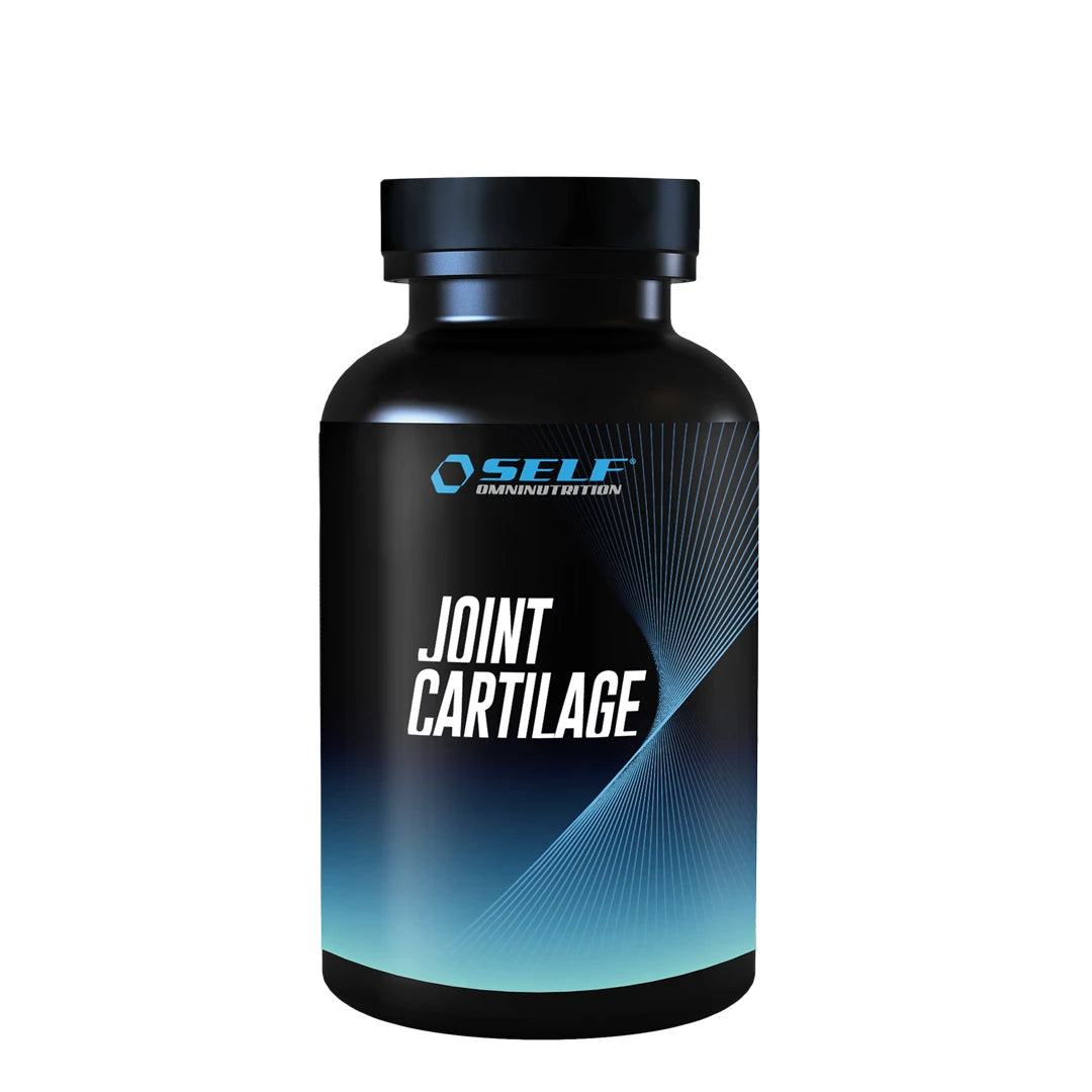 Self Omninutrition Joint Cartilage 120 caps kosttillskott, förpackad i en svart burk med blå detaljer.