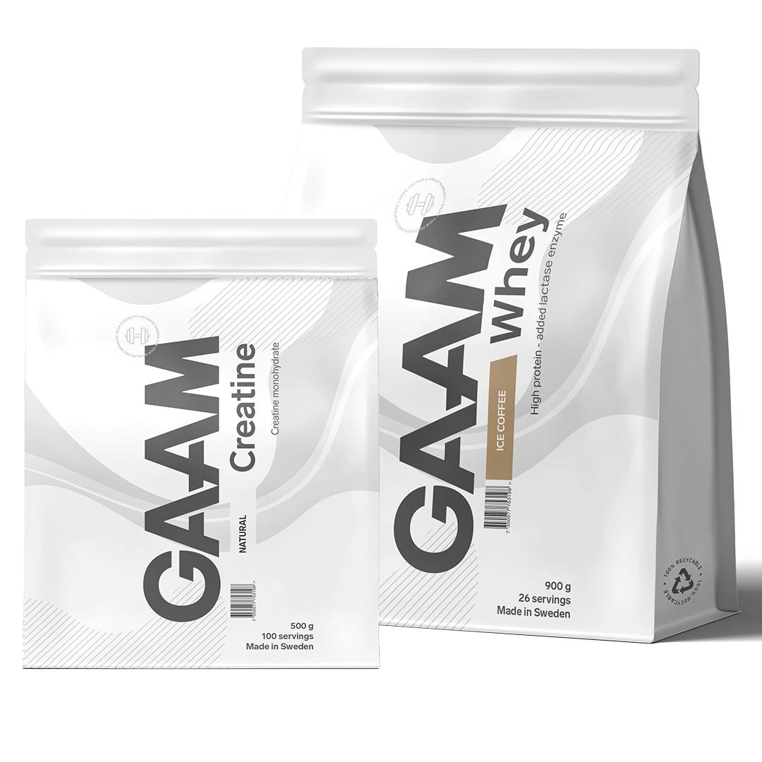 GAAM Whey 900 g + GAAM Creatine Monohydrat 500 g, bild 1 av 1