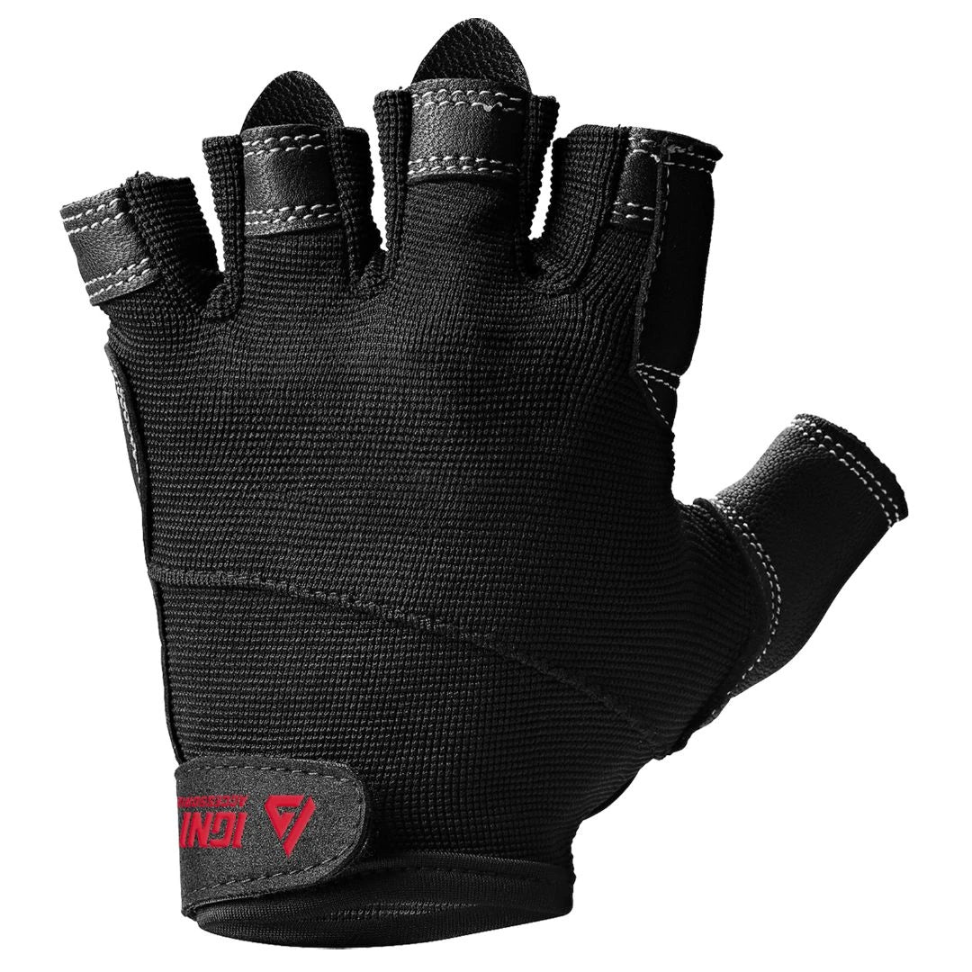 Ignited Premium Lifting Gloves Black, en svart träningshandske med halva fingrar och kardborrespänne för tunga lyft.