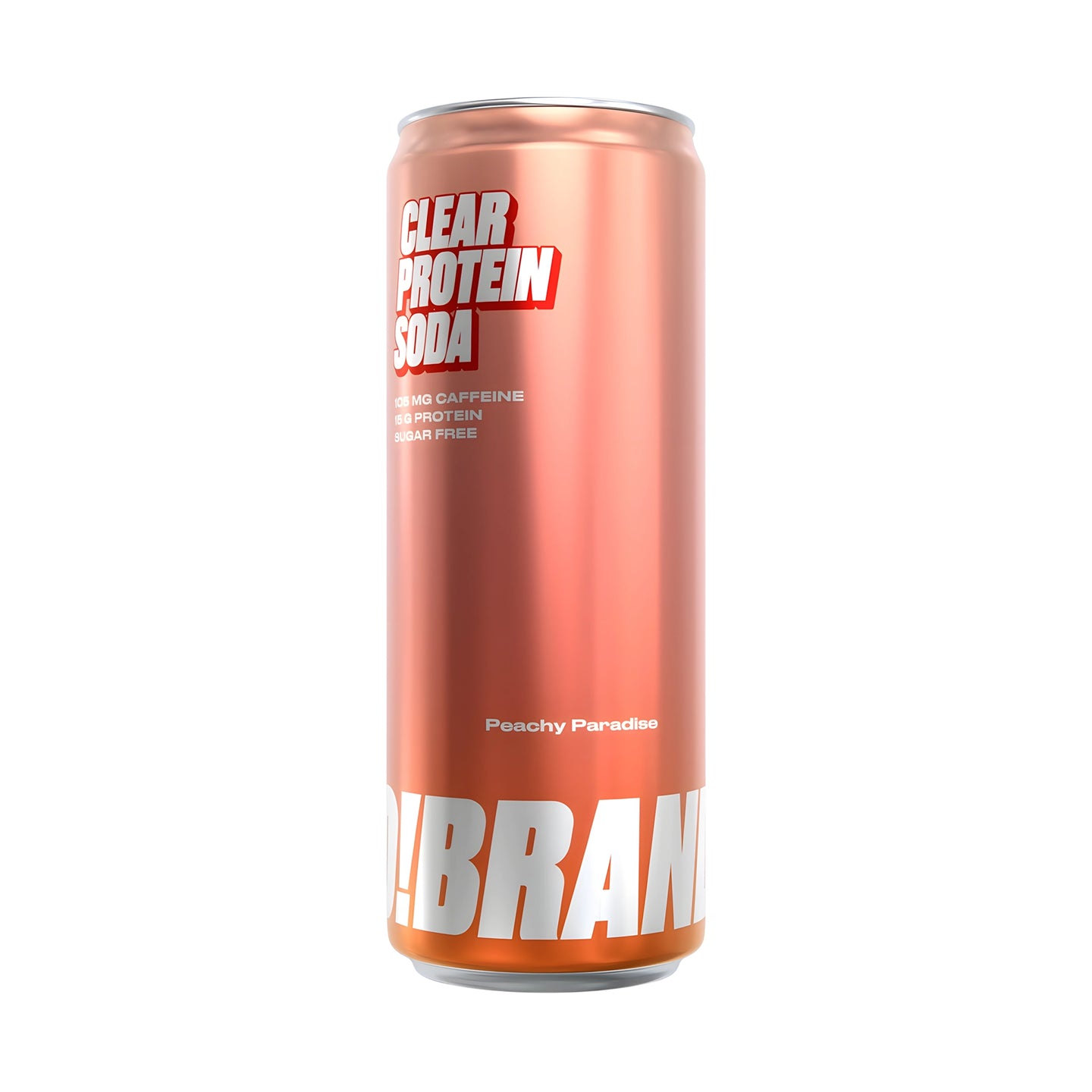 Pro Brands Clear Protein Soda 330 ml i en metallisk persikofärgad burk för smaken Peachy Paradise., bild 3 av 3