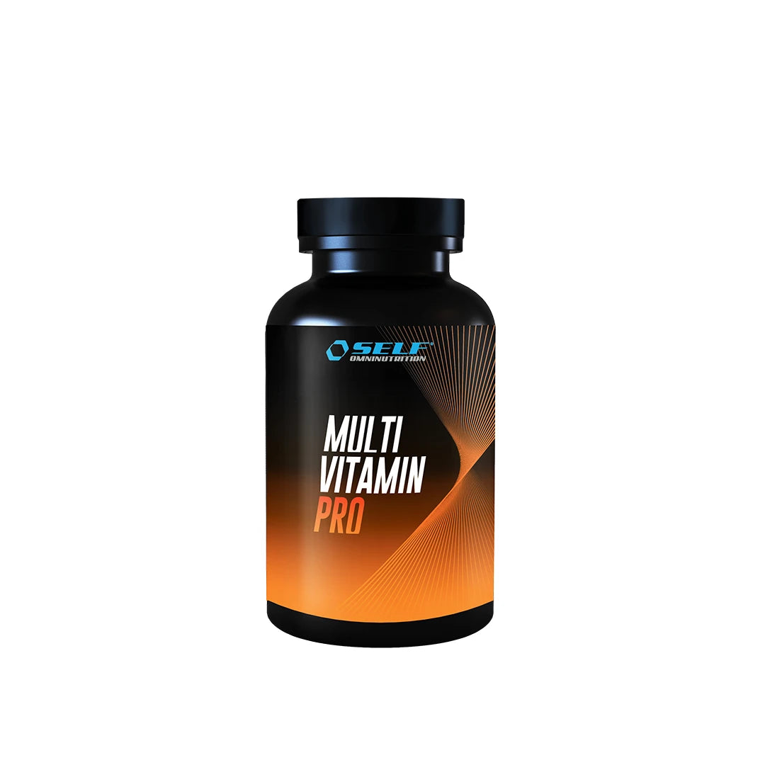 Self Omninutrition Multivitamin 120 caps i en svart burk med orange detaljer för ett komplett kosttillskott.