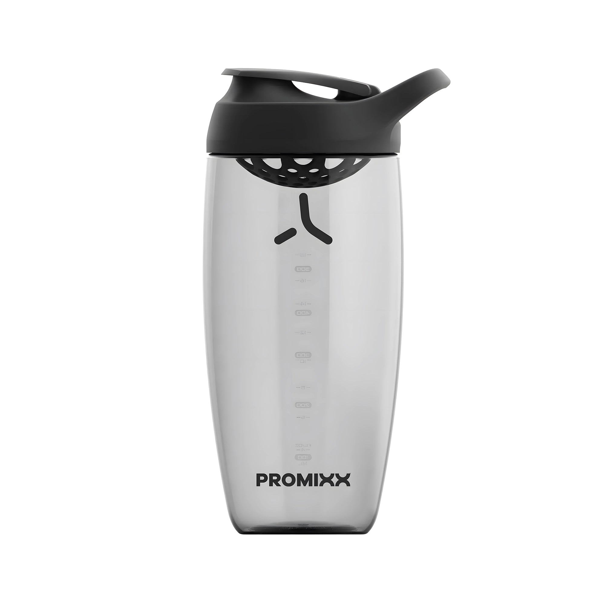 ProMixx Pursuit Shaker Bottle 700 ml i transparent design med svart lock och integrerad agitator., bild 4 av 4