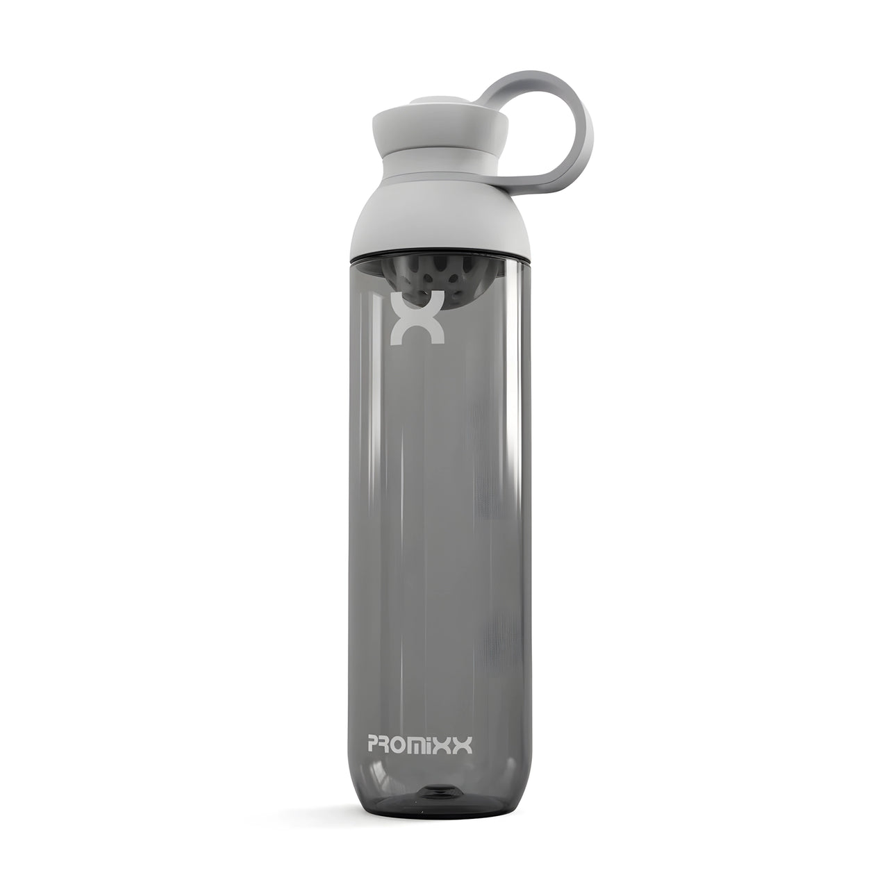ProMixx Form Hybrid Bottle 760 ml i transparent grått med ljusgrått lock, en praktisk shaker för träning.