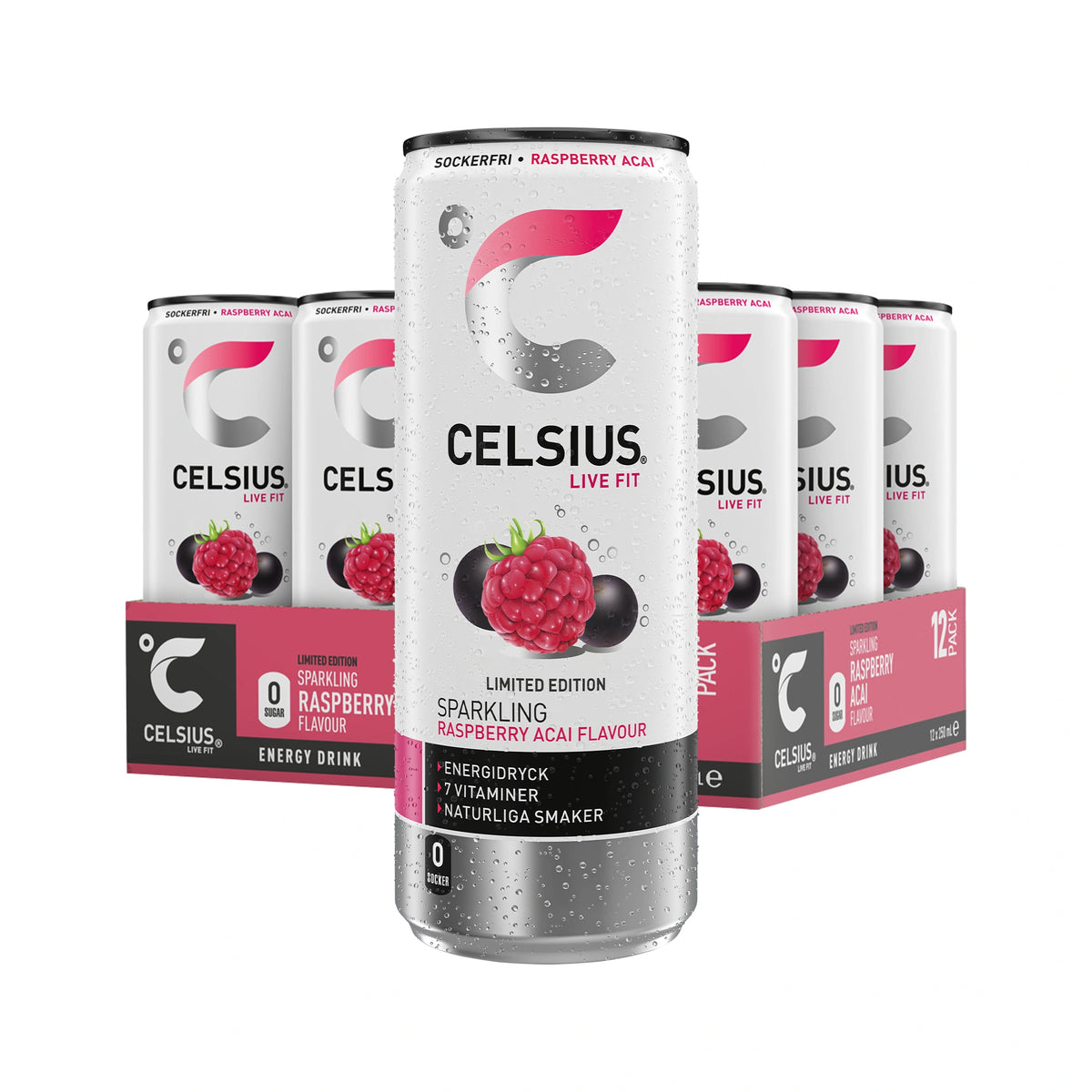 12 x Celsius 250 ml Raspberry Acai