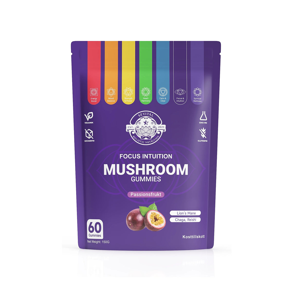 Sevital Mushroom Gummies 60 st Passionsfrukt