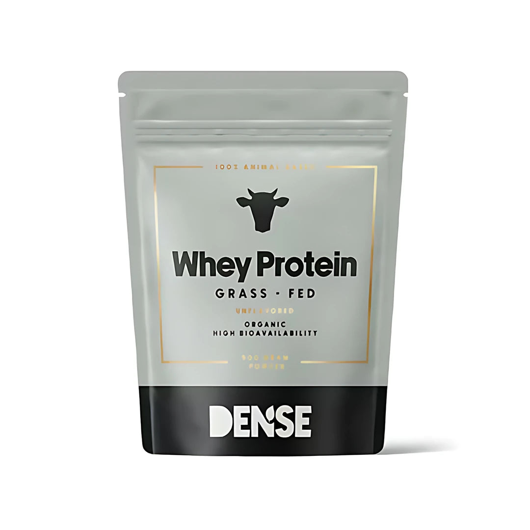 Dense Vassleprotein 500 g proteinpulver i en ljusgrå och svart påse för smaken Naturell.