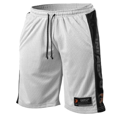 Gasp No1 Mesh Shorts White &amp; Black är vita träningsshorts i mesh med svarta sidopaneler, dragsnöre och logga., bild 5 av 5
