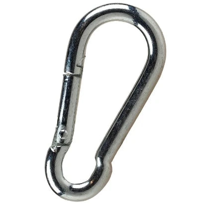 C.P. Sports Carabiner 8mm, en robust kromad karbinhake i stål för säker infästning på träningsmaskiner.