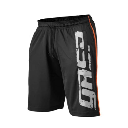 Gasp Pro Mesh Shorts Black är svarta träningsshorts i mesh med stor vit logga och orangea detaljer., bild 5 av 6