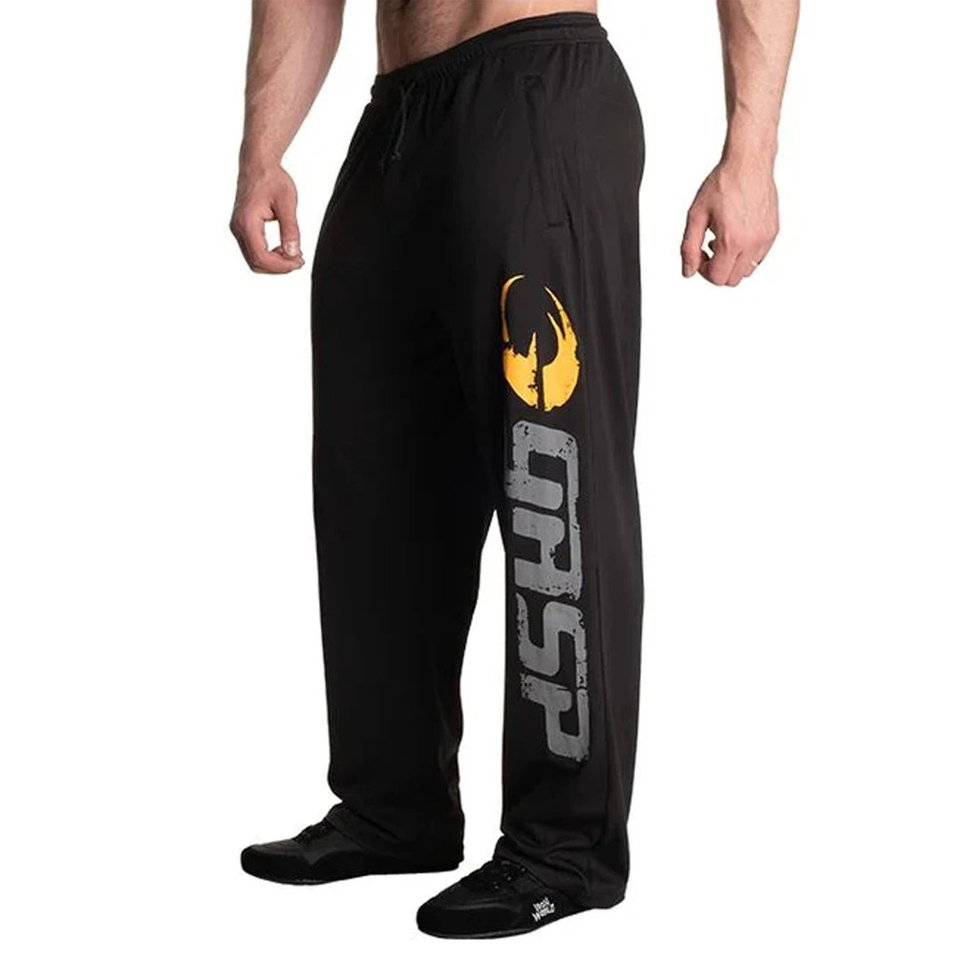 GASP Original Mesh Pants Black, svarta meshbyxor för herr med lös passform och stor GASP-logga på vänster ben., bild 4 av 6