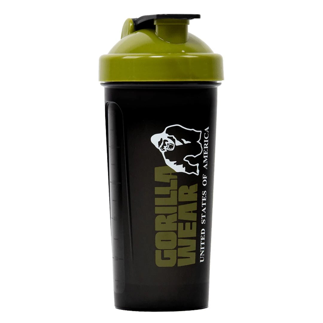 Gorilla Wear XXL Shaker Black & Army Green, en extra stor 1000 ml shaker i svart plast med militärgrönt lock.