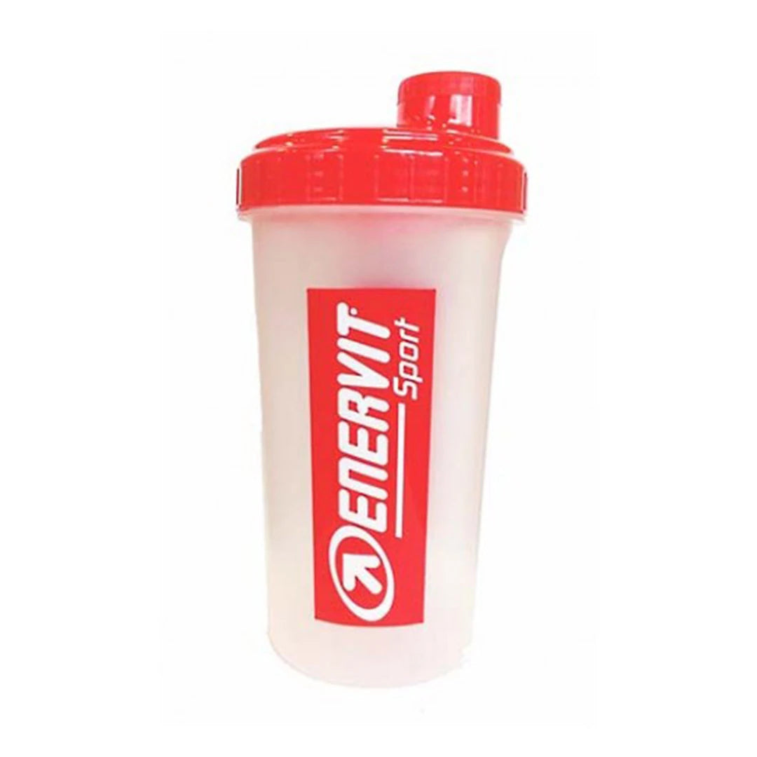 Enervit Sport Shaker 700 ml i transparent plast med rött lock och röda logotypdetaljer på sidan.