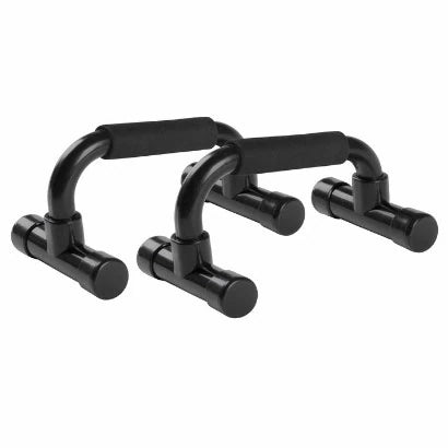 Virtufit Push Up Bars i svart utförande med bekväma skumhandtag och stabil bas för ergonomiska armhävningar.