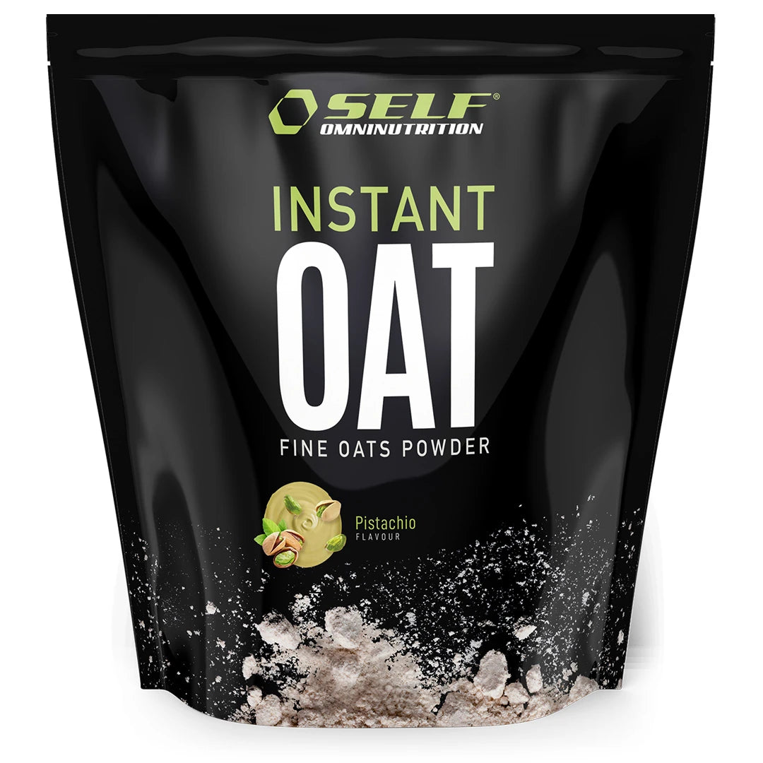 Self Omninutrition Instant Oat 1 kg havremjöl i en svart påse med gröna detaljer för smaken Pistachio., bild 12 av 14
