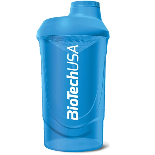 BiotechUSA Wave Shaker 600 ml i blå färg med vit logotyp.