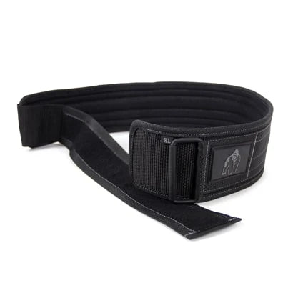Gorilla Wear 4 Inch Nylon Belt, ett svart lyftarbälte i nylon med praktiskt spänne för stabil träning.