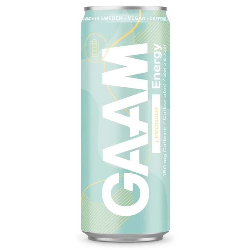 GAAM Energy 330 ml energidryck i en ljusblå burk med smaken Lemonade.