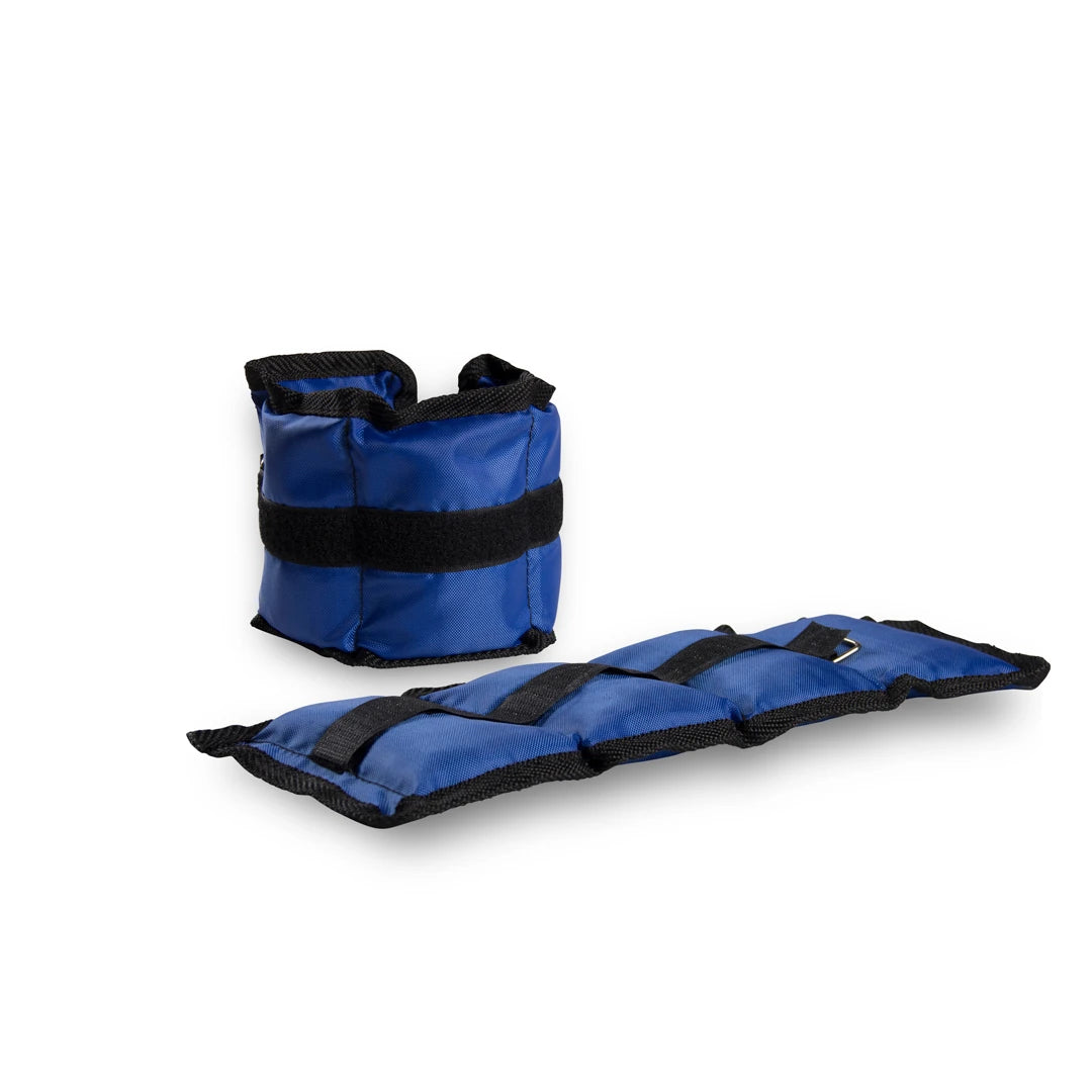 Virtufit Ankle/Wrist Weights 2 x 1 kg, blåa handleds- och fotledsvikter i slitstark nylon med svarta kardborreband.